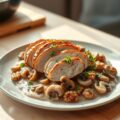 Kalkoenhaas met walnoten en champignons