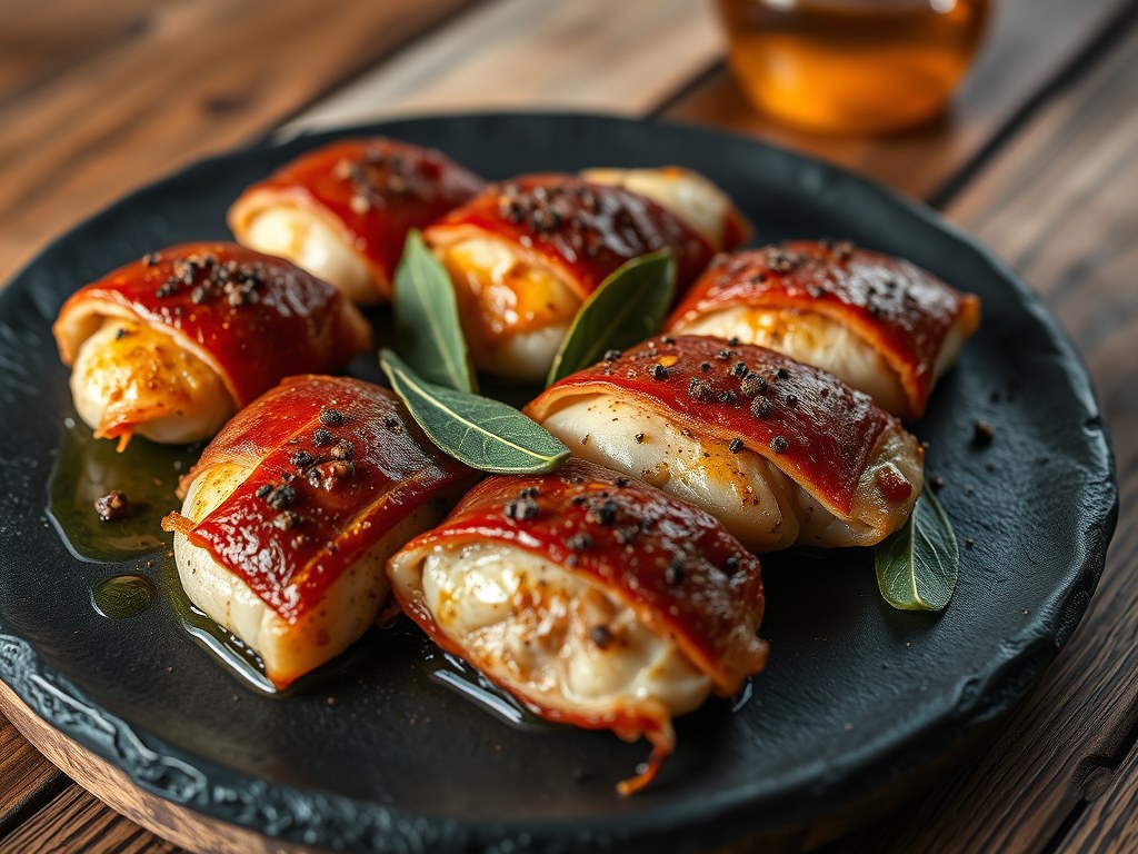 Kalkoenmedaillons met pancetta en salie, AI-gegenereerde illustratie