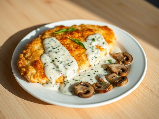 Kalkoensnitzel met gorgonzolasaus