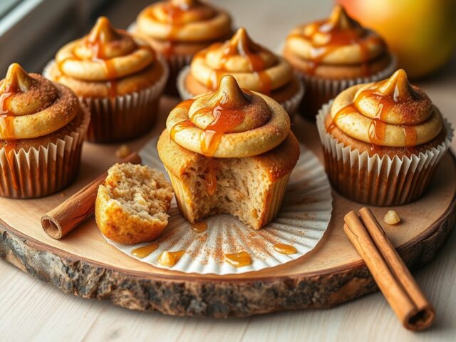 Kaneelcakejes met appel-kaneel stroop