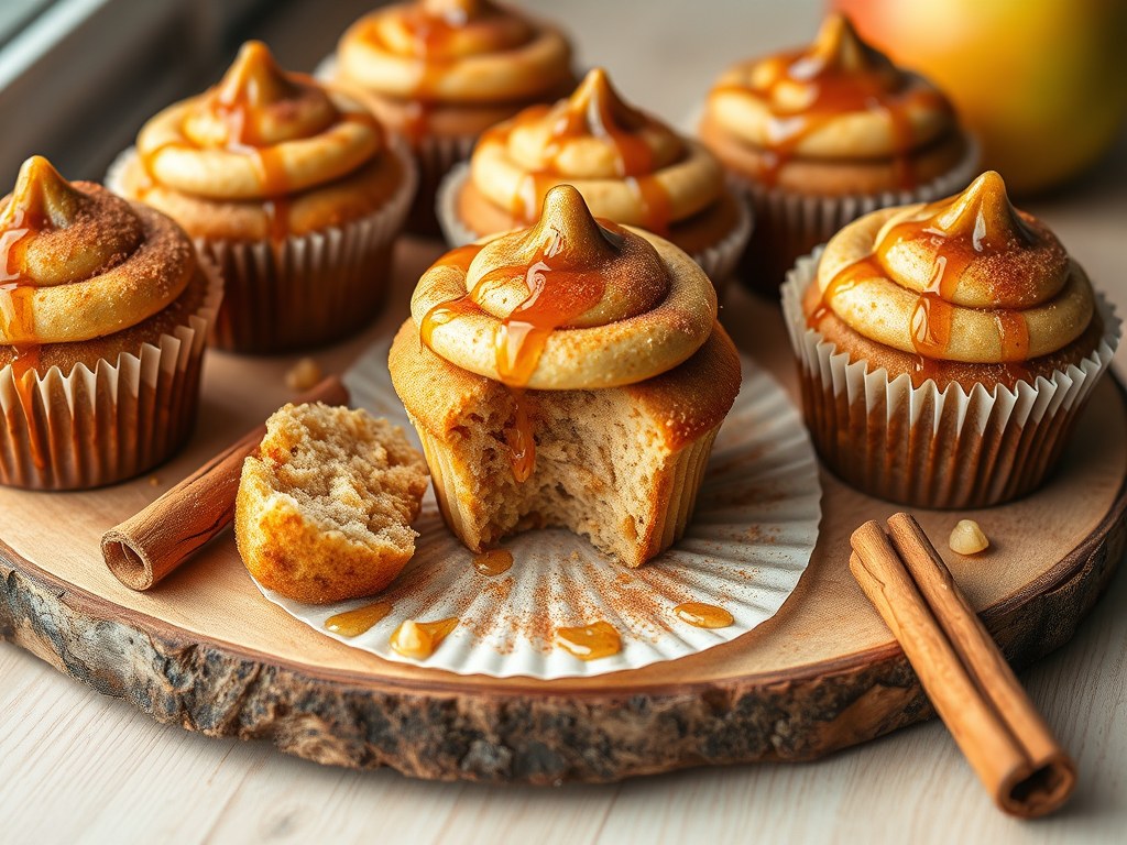 Kaneelcakejes met appel-kaneel stroop, AI-gegenereerde illustratie