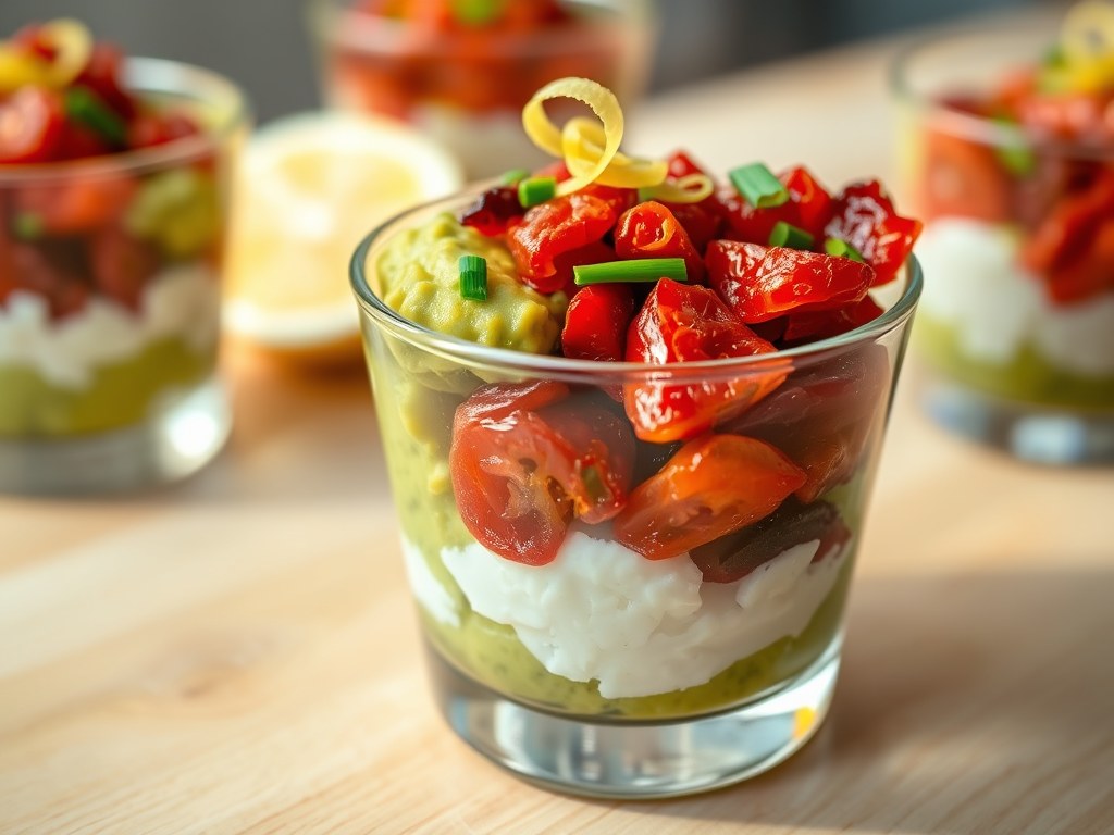 Kariens kleurig glaasje met ricotta, AI-gegenereerde illustratie