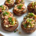 Kastagne Champignons gevuld met Pistache en Serrano
