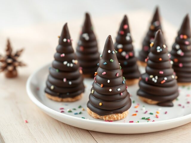 Kerstboompjes van cake en chocola (zie opm)