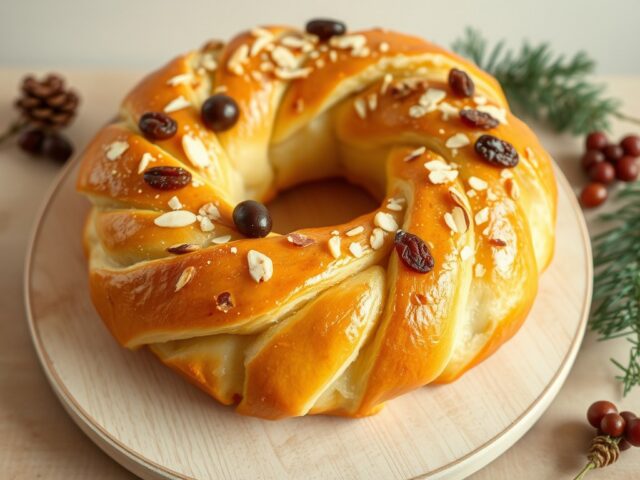 Kerstkrans met amandelschaaf