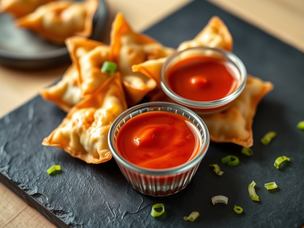 Kip – Garnalen Frituur met Sweet Chili, AI-gegenereerde illustratie
