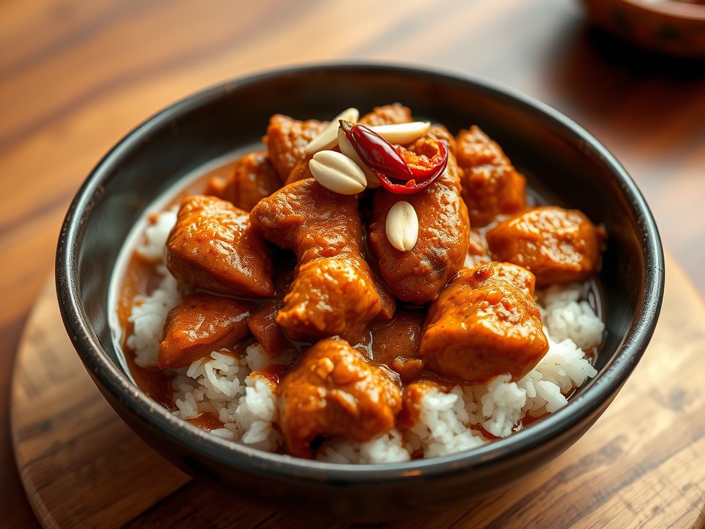 Kip Curry uit Maleisië (Ayam Rempah), AI-gegenereerde illustratie