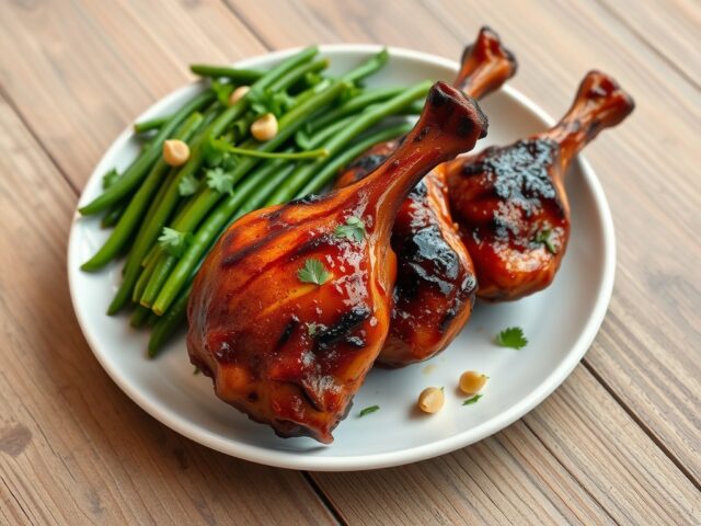 Kip drumsticks met Moksimarinade en sperziebonen