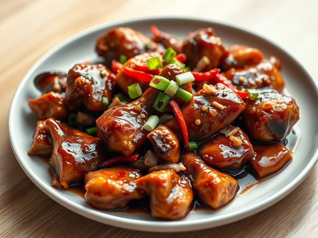 Kip in ketjapsaus, AI-gegenereerde illustratie