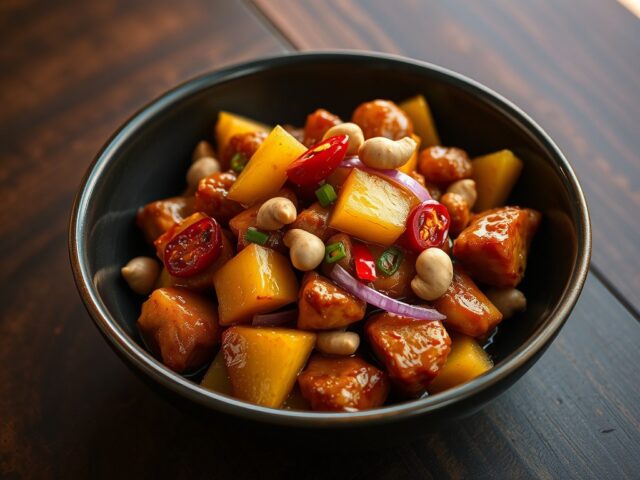 Kip met ananas en cashewnoten