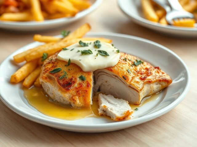 Kip met brie en oregano