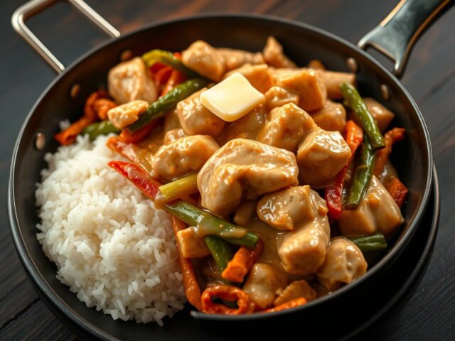 Kip met kokosmelk in de wok
