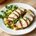 Kip met witloof- en aardappelsalade, dille en noten