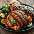 Kip op de barbecue met courgette en honing