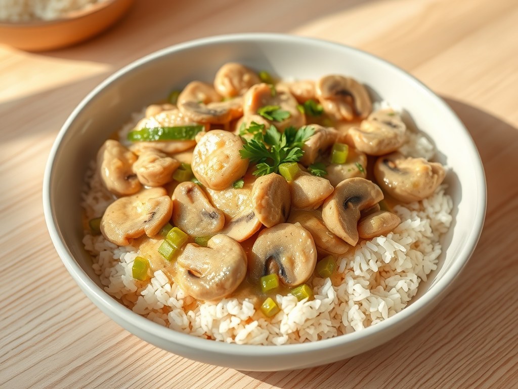 Kip Stroganoff, AI-gegenereerde illustratie