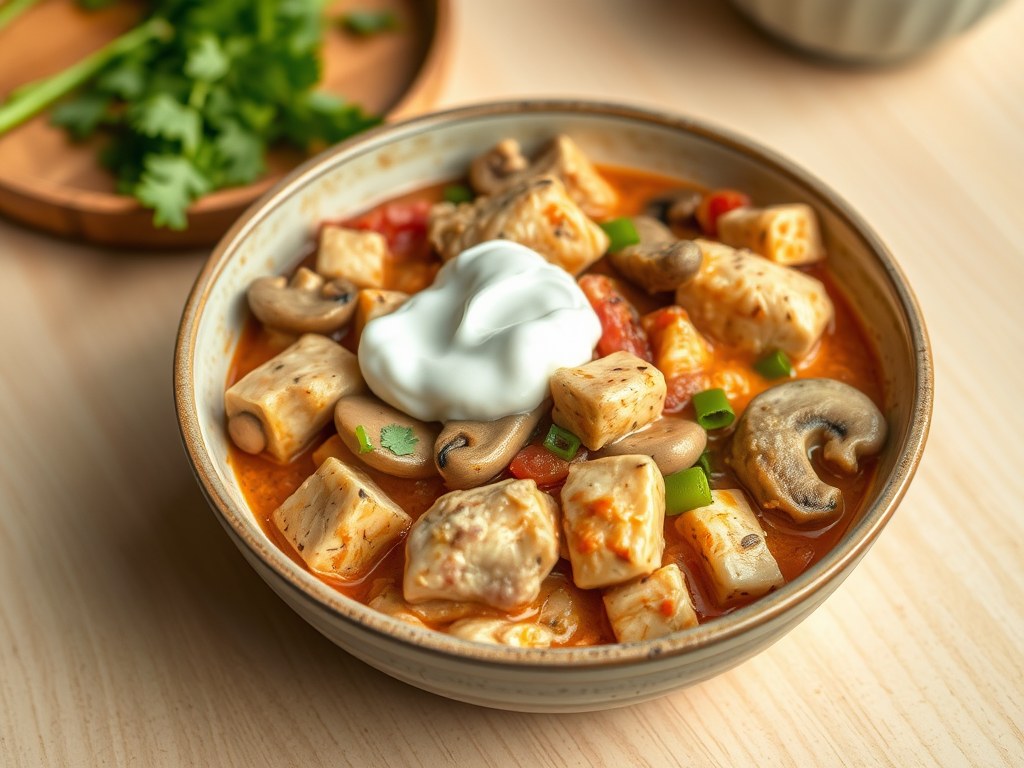 Kip Stroganoff, AI-gegenereerde illustratie