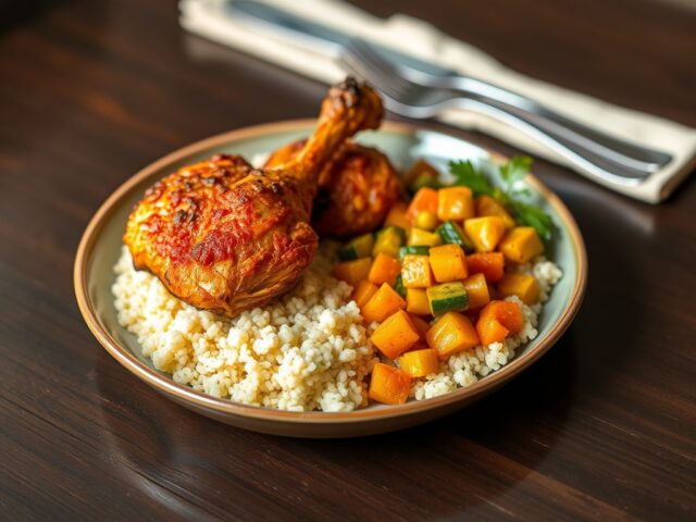 Kip tandoori met groente-curry in couscous