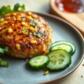 Kipburger met maïs