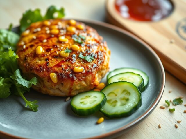 Kipburger met maïs