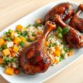 Kipdrumsticks Losie Foroe met frisse rijstsalade