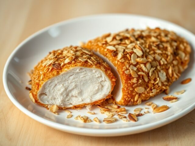Kipfilet in een amandeljasje