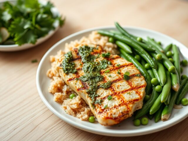 Kipfilet met groenten en pesto
