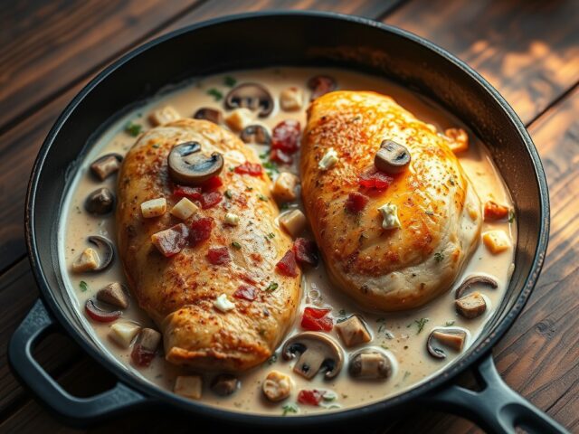 Kipfilets met champignons en boursinkaas