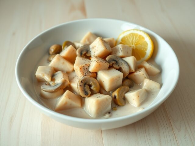 Kippeblokjes in roomsaus
