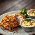 Kippendijen in een Noten-Korst met Wortel-Raita