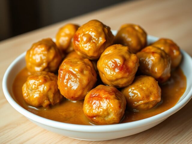 Kippengehaktballen met mosterdsaus