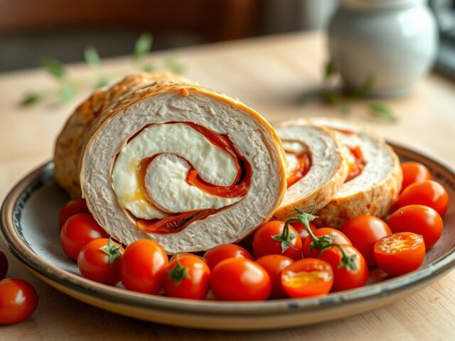 Kiprollade met paprika en mozzarella