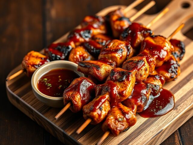 Kipspiesjes met chilisaus