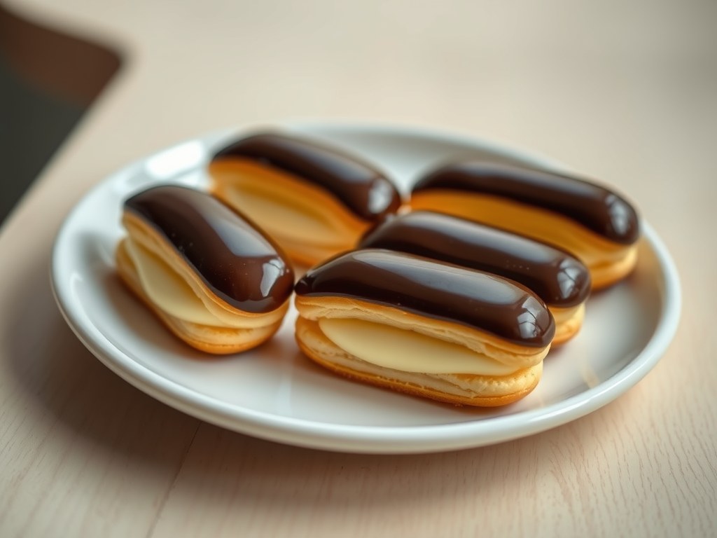 Kleine eclairs, AI-gegenereerde illustratie