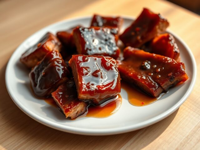 Kleine speklapjes in zoetzure saus