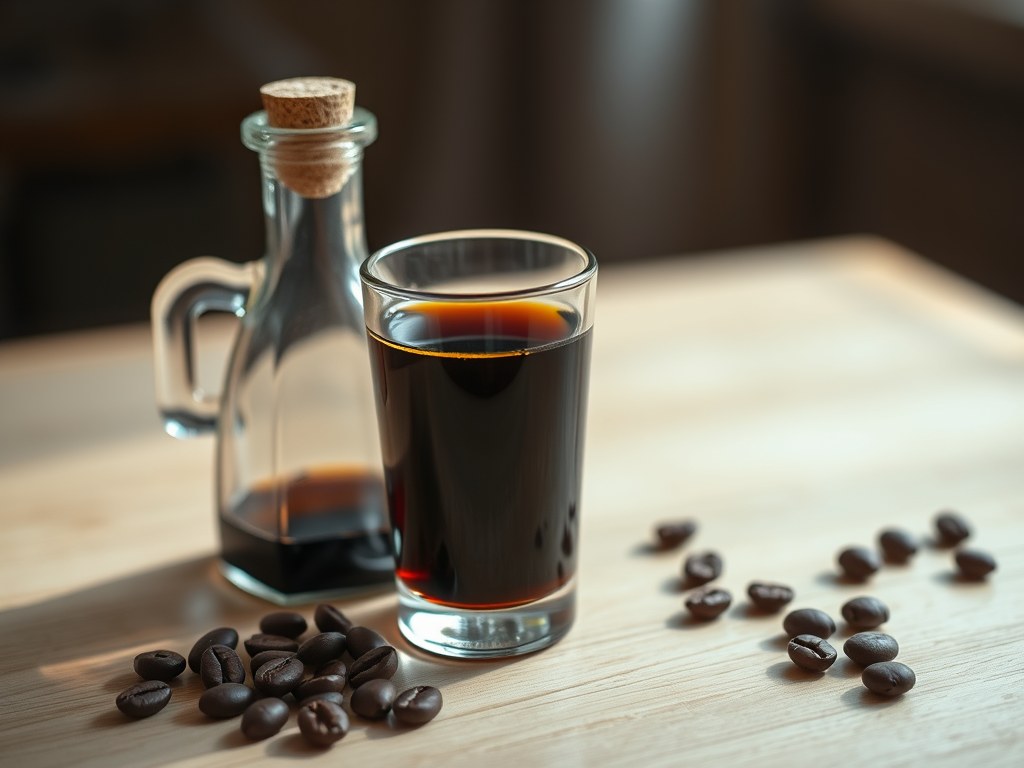 Koffielikeur, AI-gegenereerde illustratie