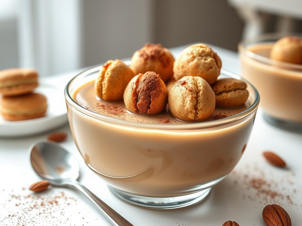 Koffievla + bitterkoekjes, AI-gegenereerde illustratie