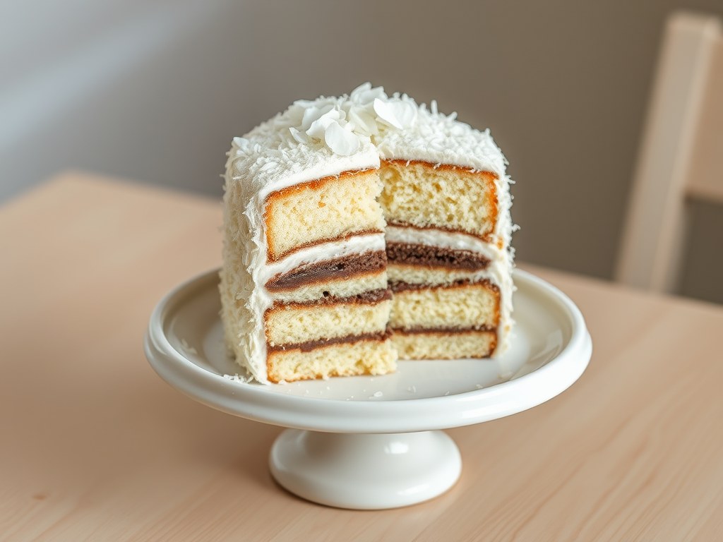 Kokoscake (Kokos kolac), AI-gegenereerde illustratie