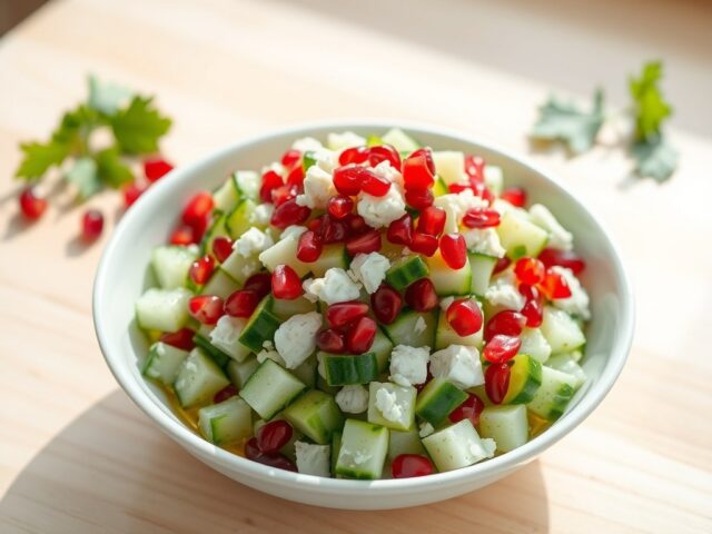 Komkommer Salade met Pomgranaat Appel Pitjes