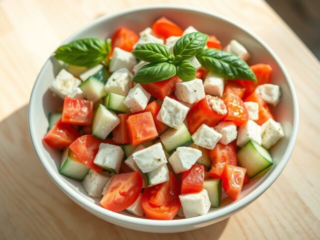 Komkommer Tomaat salade met Feta kaas