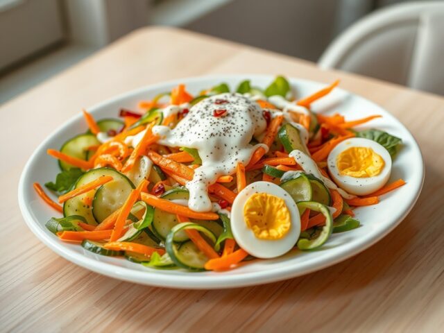 komkommer- wortelsalade met cognacsaus