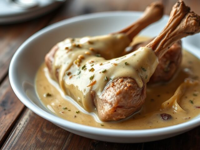 Konijn in mosterdsaus