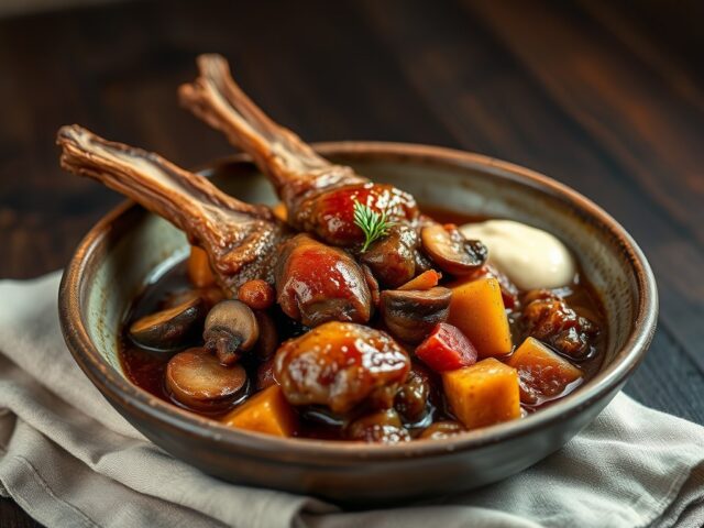 Konijn met Rodenbach en picklesmayonaise
