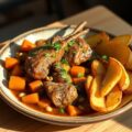 Konijn op Italiaanse wijze met gebakken aardappelen