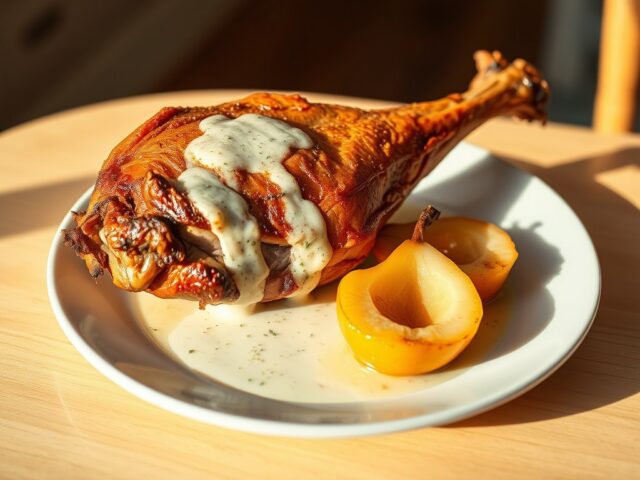 Konijnenbout met Roquefort saus