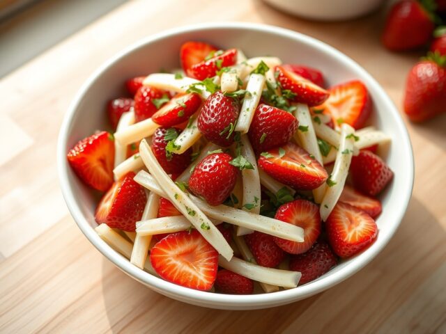 Koolrabisalade met aardbeien