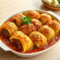 Koolrolletjes gevuld met gehakt