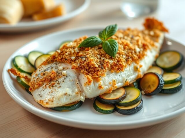 Koolvis met courgette en prei
