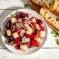 koude bietensalade met haring stokbrood