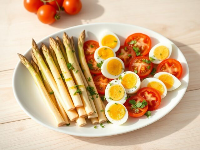 Koude schotel met asperges