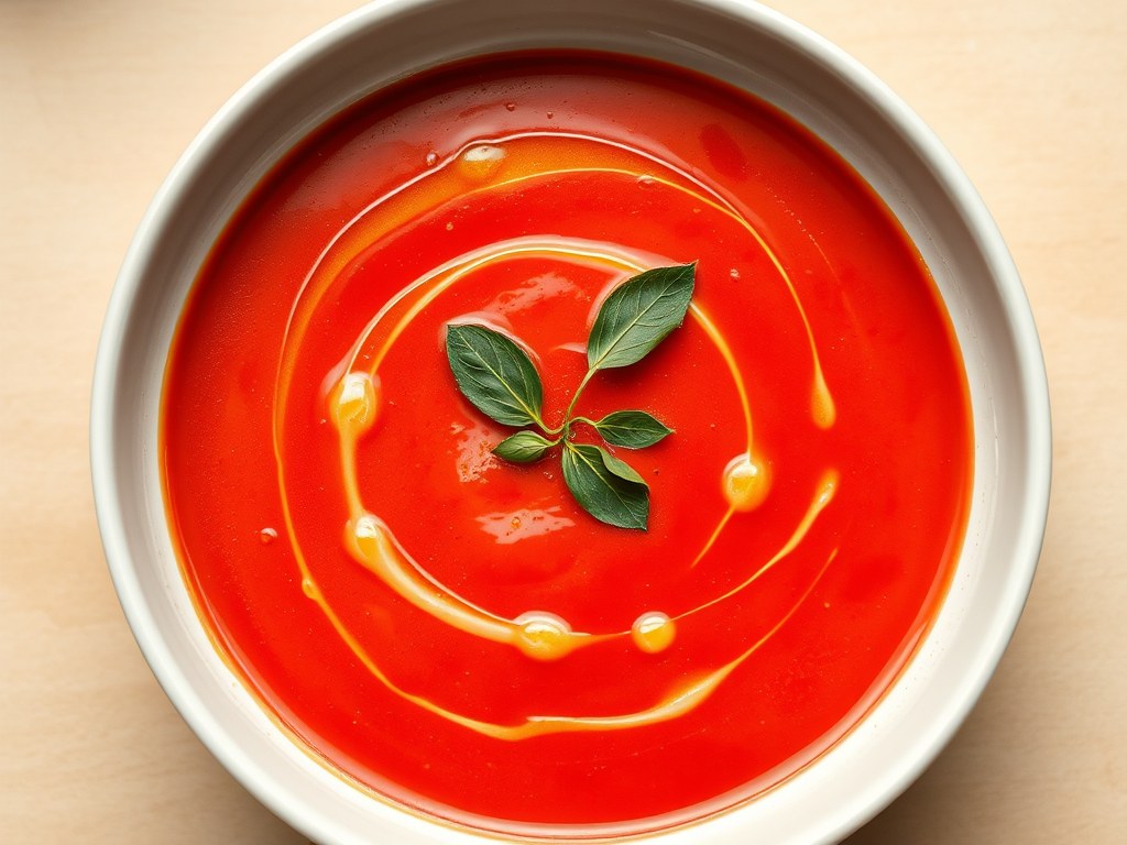 Koude tomatensoep, AI-gegenereerde illustratie